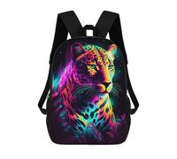 sinyumoney Wolf Howling at Moon -1 - Zaino per bambini, con stampa 3D, grande capacità, per ragazzi e ragazze, Ritratto di leopardo neon -6, 17"
