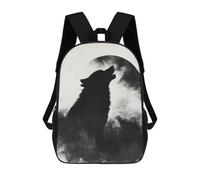 sinyumoney Wolf Howling at The Moon Zaino Per Bambini Zaino Scolastico Borsa Scolastica Borsa Scolastica Alla Moda Stampata in 3D Per Ragazzi Studenti Delle Scuole Elementari E Medie 17inch