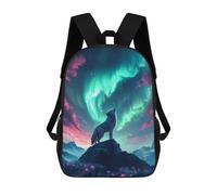 sinyumoney Wolf Howling Under Aurora Borealis Zaino Per Bambini Zaino Scolastico Borsa Scolastica Borsa Scolastica Alla Moda Stampata in 3D Per Ragazzi Studenti Delle Scuole Elementari E Medie 17inch