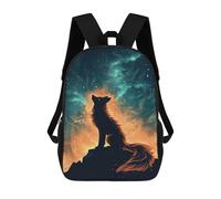 sinyumoney Wolf Howling Under Cosmic Fire Sky Zaini Scolastici Per Bambini Stampati in 3D 17inch Zaini Scolastici Per Bambini Alla Moda Casual Ad Alta Capacità Borse Da Viaggio Per Libri