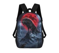 sinyumoney Wolf on Mountain with Red Moon Stampa Zaino Per Bambini, Borsa Scolastica Per Adulti E Bambini, Zaino Da Viaggio Per Tutti I Giorni 17inch