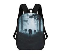 sinyumoney Wolf Pack in Foggy Forest Zaino Scolastico Alla Moda Per Studenti, Adatto A Ragazzi E Ragazze, Ideale Per Viaggi All'aperto E Attività Ricreative. 17inch