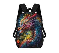 sinyumoney Wolf Pack Majesty Zaini Stampati 3D Per Bambini, Borse Da Scuola Alla Moda Per Ragazzi, Studenti Della Scuola Elementari E Del Collegio, Colorful Fantasy Dragon Artwork, 17"