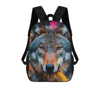 sinyumoney Wolf Portrait with Abstract Strokes Zaino Per La Scuola Stampato in 3D Borsa Scolastica Per Ragazzi E Ragazze Zaino Per Bambini Zaino Da Viaggio 17inch