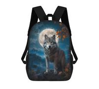 sinyumoney Wolf Under Full Moon Zaino Scolastico Stampato in 3D Per Bambini, Zaino Scolastico Casual Alla Moda Per Bambini Studenti 17inch