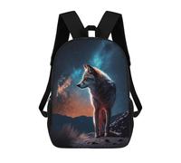 sinyumoney Wolf Under The Milky Way Zaino Scolastico Stampato in 3D Zaino Scolastico Per Bambini Zaini Scolastici Zaini Da Viaggio Borsa Casual Alla Moda Per Bambini Studenti Scolastici 17inch