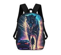 sinyumoney Wolf Vs. Man A Digital Artwork Zaini Per Bambini, Zaini Scolastici Personalizzati 3D Per Ragazzi E Ragazze, Zaini Scolastici Grandi, Zaini Casual Da Giorno 17inch