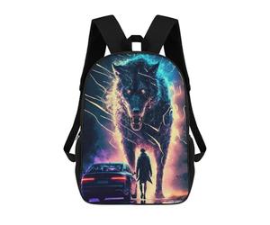 sinyumoney Wolf Vs. Man A Digital Artwork Zaini Per Bambini, Zaini Scolastici Personalizzati 3D Per Ragazzi E Ragazze, Zaini Scolastici Grandi, Zaini Casual Da Giorno 17inch