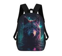 sinyumoney Wolf Water Neon Artwork Zaino Scolastico Stampato in 3D, Borse Scolastiche Per Ragazzi E Ragazze, Zaino Per Laptop Per Bambini/studenti/adulti 17inch