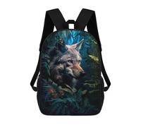sinyumoney Wolf with Blue Eyes Floral Zaini, Zaino Per Bambini, Borsa Scolastica Per Studenti, Zaini Da Viaggio Stampati in 3D, Zaino Accessorio Moda, Zaini Impermeabili Per Bambini 17inch