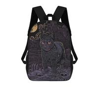 sinyumoney Wolf with Glowing Eyes Zaini Stampati 3D Per Bambini, Borse Da Scuola Alla Moda Per Ragazzi Borse Da Viaggio Borse Scuola Scuola Scuola Studenti, Black Cat In Graveyard, 17"