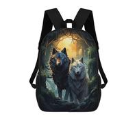 sinyumoney Wolves in The Forest Zaini Per Bambini, Zaini Scolastici, Borse Scolastiche Alla Moda Stampate in 3D Per Ragazzi, Studenti Delle Scuole Elementari E Medie 17inch