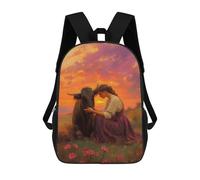 sinyumoney Woman And Bull at Sunset Zaini Per Bambini, Zaini Scolastici Personalizzati 3D Per Ragazzi E Ragazze, Zaini Scolastici Grandi, Zaini Casual Da Giorno 17inch