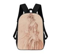 sinyumoney Woman in A Hat Drawing Zaini Casual Per Bambini, Borse Scolastiche Per Ragazzi E Ragazze, Zaini Per Libri, Zaini 17inch