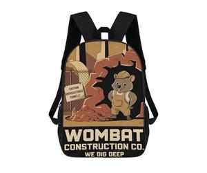 sinyumoney Wombat Construction Co. Zaini Per Bambini, Zaini Scolastici Personalizzati 3D Per Ragazzi E Ragazze, Zaini Scolastici Grandi, Zaini Casual Da Giorno 17inch