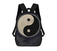 sinyumoney Yin Yang Shape Moon Zaino Per Bambini, Zaino Scolastico Stampato in 3D, Zaino Per Ragazzi E Ragazze, Borsa Scolastica Regolabile Per La Scuola Primaria 17inch