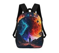 sinyumoney Yin-Yang Universe Cosmic Balance Zaini Per Bambini Zaino Scolastico Borsa Scolastica Stampata in 3D Borsa Scolastica Per Ragazzi Studenti Delle Scuole Elementari E Medie 17inch