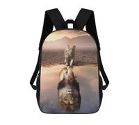 sinyumoney Young Lion Reflection in Water Zaino, Zaino Per Bambini, Borsa Scolastica Per Studenti, Zaino Per Libri, Borsa Scolastica Stampata in 3D Per Ragazzi E Ragazze 17inch