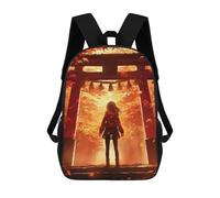 sinyumoney Zaini 3D Per Bambini, Borse Da Scuola Neon Gridiron Glory Borsa Da Scuola Stampato 3D Per Ragazzi Studenti Di Scuola E Del College, Torii Gate Anime Girl, 17"