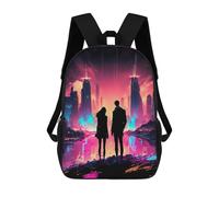 sinyumoney Zaini 3D Per Bambini, Borse Da Scuola Sunset Anime Cityscape Borsa Da Scuola Stampato 3D Per Ragazzi Studenti Di Scuola E Del College, Coppia Lake Landscape, 17"