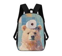 sinyumoney Zaini Blissful Cute Fox Zaino Scuola Per Bambini Borsa Scuola Stampa 3D Per Ragazzi Studenti Di Scuola E Del College, Bear With Toilet Paper, 17"
