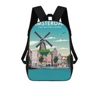 sinyumoney Zaini Cherry Blossom Zaino Scuola Per Bambini, Borsa Scuola Stampato 3D Per Ragazzi Studenti Di Scuola Scuola Scuola E Del College, Amsterdam Windmill Travel, 17"