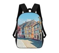 sinyumoney Zaini Da 17 Pollici The Pitons Soufriere Art Borsa Da Scuola Stampato 3D Per Ragazzi (primaria E College), Colmar Street, 17"