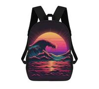 sinyumoney Zaini Neon Wave Sunset Zaino Scolastico Per Bambini Borsa Scolastica Borse Scolastiche Stampate in 3D Per Ragazzi Studenti Delle Scuole Elementari E Medie 17inch