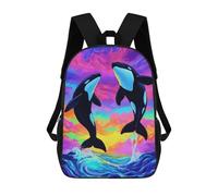 sinyumoney Zaini Orcas Leaping Colorful Ocean Zaino Scolastico Per Bambini Borsa Scolastica Borse Scolastiche Stampate in 3D Per Ragazzi Studenti Delle Scuole Elementari E Medie 17inch