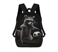 sinyumoney Zaini Oriental Shorthair Zaino Scuola Per Bambini Borsa Scuola Stampa 3D Per Ragazzi Studenti Di Scuola E Del College, Raccoon Soccer Player, 17"
