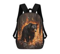 sinyumoney Zaini Panda on Toilet Zaino Scuola Per Bambini Borsa Scuola Stampa 3D Per Ragazzi Studenti Della Scuola, Black Bear In Fire, 17"