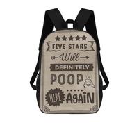 sinyumoney Zaini Per Bambini 5 Star Poop Here Again Zaino Scolastico Per Bambini Stampato in 3D Zaini Scolastici Alla Moda Per Bambini Studenti 17inch