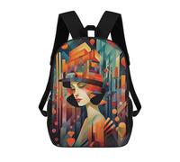 sinyumoney Zaini Per Bambini Abstract Art Deco Woman Zaino Scolastico Per Bambini Stampato in 3D Zaini Scolastici Alla Moda Per Bambini Studenti 17inch