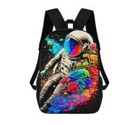 sinyumoney Zaini Per Bambini Astronaut in Space with Flowers Zaino Scolastico Zaino Per Bambini Borsa Scolastica Zaini Da Viaggio Borse Per Libri Zaino Stampato in 3D Per Bambini E Bambine 17inch