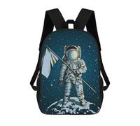 sinyumoney Zaini Per Bambini Astronaut on The Moon with Flag Zaino Scolastico Zaino Per Bambini Borsa Scolastica Zaini Da Viaggio Borse Per Libri Zaino Stampato in 3D Per Bambini E Bambine 17inch