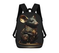 sinyumoney Zaini Per Bambini Black And Gold Mouse Zaino Scolastico Zaino Per Bambini Borsa Scolastica Zaini Da Viaggio Borse Per Libri Zaino Stampato in 3D Per Bambini E Bambine 17inch