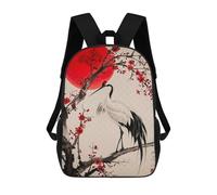sinyumoney Zaini Per Bambini Black Cats Cute Rainbow Borsa Da Scuola Zaino Ragazzo Borsa Da Viaggio Borsa Da Scuola Libri E Forniture Per Scuola Borse, Crane Japan, 17"