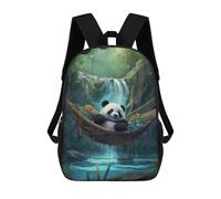 sinyumoney Zaini Per Bambini Black Cats Cute Rainbow Borsa Da Scuola Zaino Ragazzo Borsa Da Viaggio Borsa Da Scuola Libri E Forniture Per Scuola Borse, Panda In Hammock Waterfall, 17"