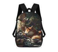 sinyumoney Zaini Per Bambini Black Cats Cute Rainbow Borsa Da Scuola Zaino Ragazzo Borsa Da Viaggio Borsa Da Scuola Libri E Forniture Per Scuola Borse, Shiba Inu Coffee Cup Dog, 17"