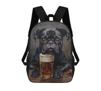 sinyumoney Zaini Per Bambini Black Pug Pint Beer Cute Zaino Scolastico Zaino Per Bambini Borsa Scolastica Zaini Da Viaggio Borse Per Libri Zaino Stampato in 3D Per Bambini E Bambine 17inch