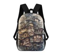 sinyumoney Zaini Per Bambini, Borse Da Scuola, Zaini, Borse Da Viaggio, Borse Per Libri, Stampa 3D Sunset Beach Paradise -1 Zaino Per Bambini, Ragazzi E Ragazze, Urban Faces A Cityscape Mosaic, 17"