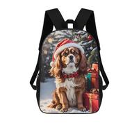 sinyumoney Zaini Per Bambini Cavalier King Christmas Zaino Scolastico Zaino Per Bambini Borsa Scolastica Zaini Da Viaggio Borse Per Libri Zaino Stampato in 3D Per Bambini E Bambine 17inch
