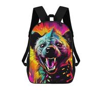 sinyumoney Zaini Per Bambini Colorful Coccodrillo Ritratto Borsa Da Scuola Stampato 3D, Borsa Alla Moda Borsa Da Viaggio Per Scuola O Viaggi, Colorful Hyena Artwork, 17"