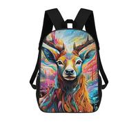 sinyumoney Zaini Per Bambini Colorful Deer Portrait-4 Zaino Scolastico Zaino Per Bambini Borsa Scolastica Zaini Da Viaggio Borse Per Libri Zaino Stampato in 3D Per Bambini E Bambine 17inch