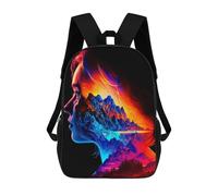 sinyumoney Zaini Per Bambini Con Stampa 3D Jaguar in The Enchanted Forest Borse Da Scuola Per Bambini Ragazzi E Ragazze, Borse Da Viaggio, Borse Per Libri Per Scuola O Viaggi, Abstract Mountain