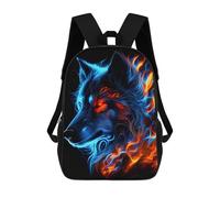 sinyumoney Zaini Per Bambini Con Stampa 3D Jaguar in The Enchanted Forest Borse Da Scuola Per Bambini Ragazzi E Ragazze, Borse Da Viaggio, Borse Per Libri Per Scuola O Viaggi, Flame Wolf Artwork -2