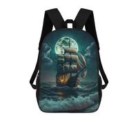 sinyumoney Zaini Per Bambini Con Stampa 3D Jaguar in The Enchanted Forest Borse Da Scuola Per Bambini Ragazzi E Ragazze, Borse Da Viaggio, Borse Per Libri Per Scuola O Viaggi, Full Moon Sailing