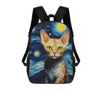 sinyumoney Zaini Per Bambini Devon Rex Cat Zaino Scolastico Zaino Per Bambini Borsa Scolastica Zaini Da Viaggio Borse Per Libri Zaino Stampato in 3D Per Bambini E Bambine 17inch
