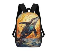 sinyumoney Zaini Per Bambini Dreamscape of The Sloth Borsa Da Scuola Stampato 3D Per Bambini Zaino Da Viaggio Alla Moda Per Studenti, Humpback Stained Glass, 17"
