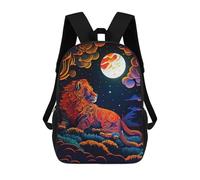 sinyumoney Zaini Per Bambini Enchanted Lion Moonlit Forest Zaino Scolastico Per Bambini Stampato in 3D Zaini Scolastici Alla Moda Per Bambini Studenti 17inch